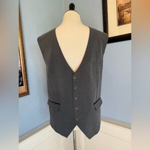 Men's Gray V-Neck Suit Vest Formal Wear Sz XL